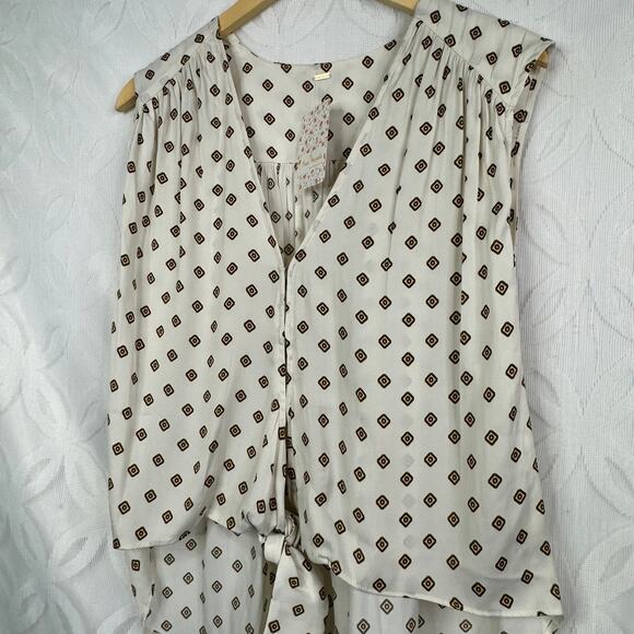 Free People Mornings in Marrakesh Tie Sleeveless Blouse SIze L NWT - Picture 5 of 9